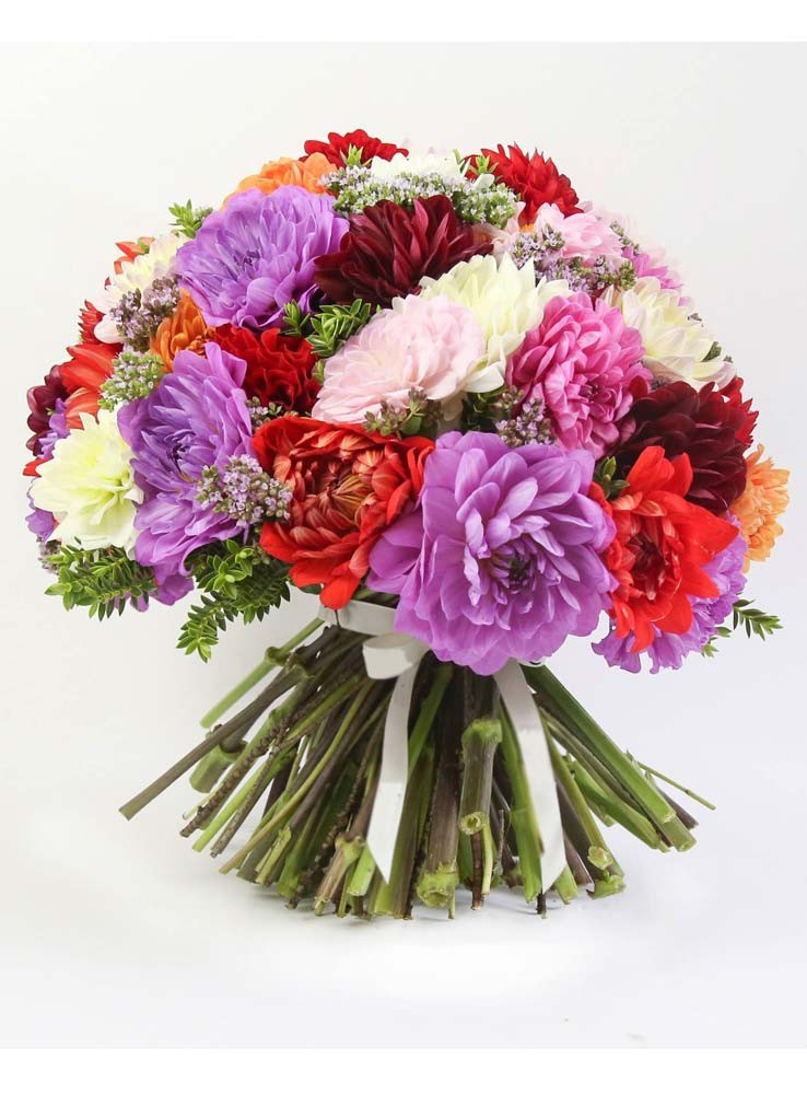 Bouquet misto con dalie colorate