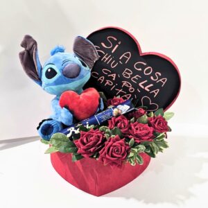 Regalo San Valentino: Cuore Rosso con Personaggio Stitch